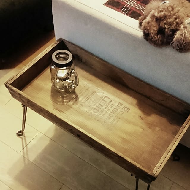 Lounge,雑貨,DIY,マンションインテリア,木製トレイ,キャンドル,折り畳みテーブル,折り畳みトレイ,無印良品 ソファ maumeene17の部屋