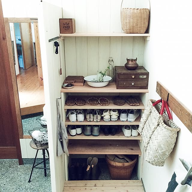Entrance,生活感,目隠し,DIY,玄関収納 makoroの部屋