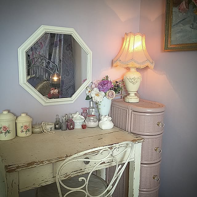ホーローキャニスター,アンティーク,Brocante,ブロカント,メイクコーナー,ランプシェード,ローラアシュレイ,Francfranc,フランフラン,フレンチシック,フレンチシャビー,シャビーシック SAKURAの部屋