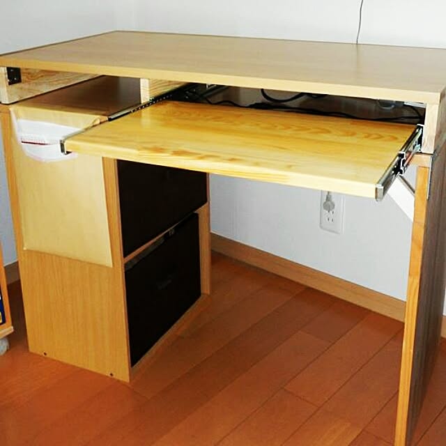 My Desk,DIY,カラーボックス,収納,作業机,木目調,スライドレール,パソコンデスク,棚板 namikisk9の部屋