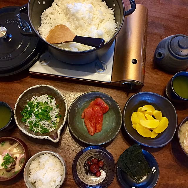 My Desk,朝ごはん,カセットコンロ,STAUB24cm,つや姫,STAUBでごはん butachanの部屋