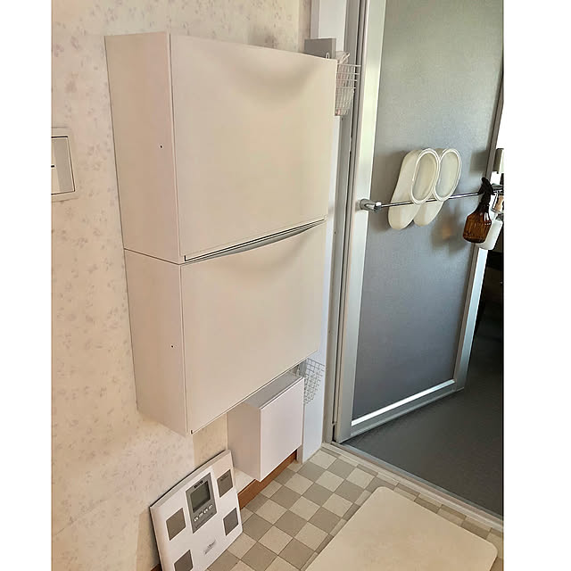 タオル収納,洗面所 収納,IKEAトローネス,tower ゴミ箱,tower,ルームクリップショッピング,Bathroom CoffeeHouseの部屋