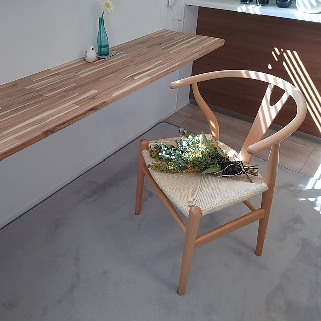 My Desk,ダイニングチェア,高級感,ペーパーコード,サウスオレンジ,Yo-jiチェア,ナチュラル,建売住宅,天井高2700,シンプル,ウッドブラインド,スワッグ,ミモザスワッグ kouの部屋