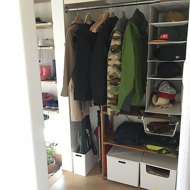 収納ボックス,玄関収納,コートクローク,帽子収納,吊り収納,ハンガー,ニトリ,コメリ,Home Storage,Entrance,去年購入 makiの部屋