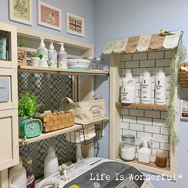 Bathroom,サブウェイタイル風,ニッチ,ナチュラルインテリア,DIY,壁紙DIY Sakura_Ayumiの部屋