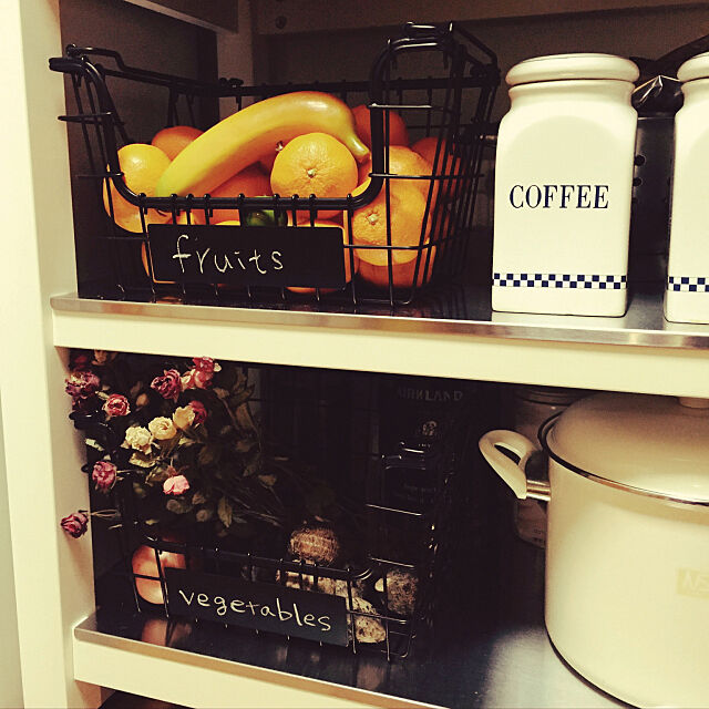 キッチンカウンター,カフェ,見せる収納,果物,野菜収納,バスケット,コストコ,Kitchen,黒板 kochimaruの部屋