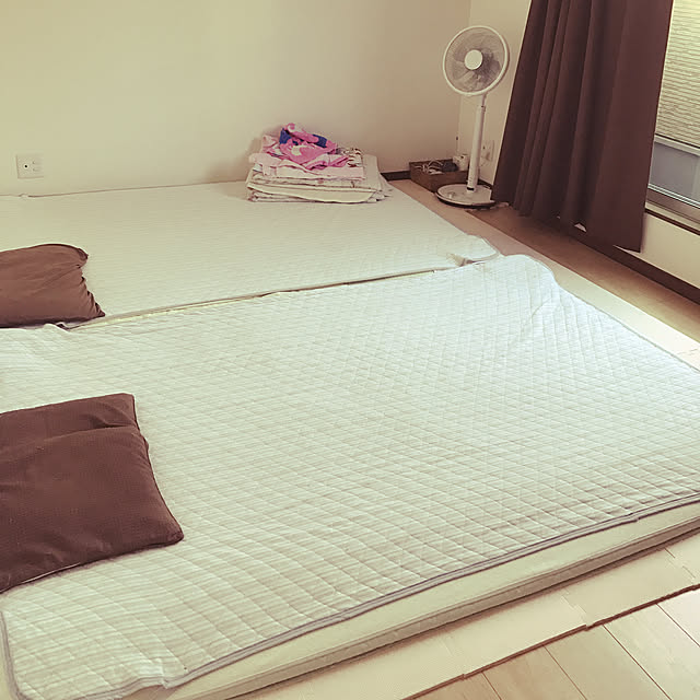 Bedroom,寝室,ダブル布団,すのこベッド,すのこDIY,すのこベット,ニトリ,こどもと暮らす。,3キッズ ri----saの部屋