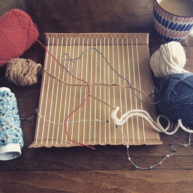 My Desk,ダイニングテーブル,ハンドメイド,handmade,手織り,ダンボール織り,weaving,DIY Woguの部屋