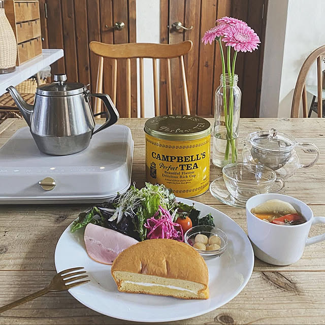 モニター,RCショッピング,おうち見直しキャンペーン,おうち時間,おうちごはん,おうちカフェ,お昼ごはん,朝ごはん,暮らしを楽しむ,足場板,ダイニングテーブル,アーコールチェア,DIY机,WOODPRO,ダイニング,My Desk,紅茶,ガーベラ,花のある暮らし,ロカボパン,ブルーノIHクッキングヒーター,IHクッキングヒーター,BRUNO,BRUNO IH クッキング ヒーター yururiの部屋