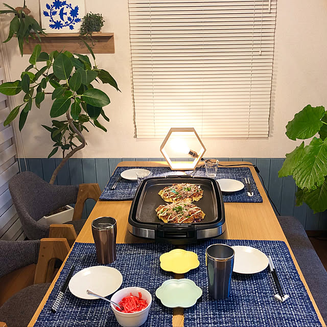 自作アート,ニトリランチョンマット,ニトリテーブルランプ,ZOJIRUSHI,象印,キッチン家電,キッチン,家電,観葉植物,象印モニター,ぼくらの象印展 2020,タンブラー,RC九州支部,ステンレスタンブラー,モニター当選,ホットプレート,片付けやすい,NO GREEN NO LIFE,My Desk blueberryの部屋