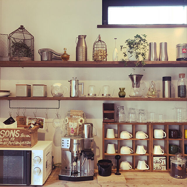 My Shelf,カフェ風,ナチュラル,観葉植物,照明,古材,KINTO naoの部屋