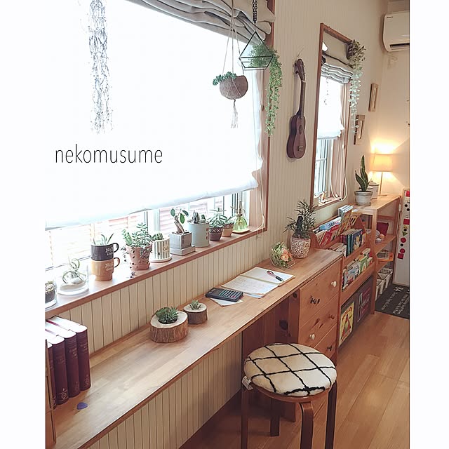 My Desk,こどもと暮らす。,絵本棚DIY,ニトリ,チェアパッド,ワークデスクDIY nekomusumeの部屋