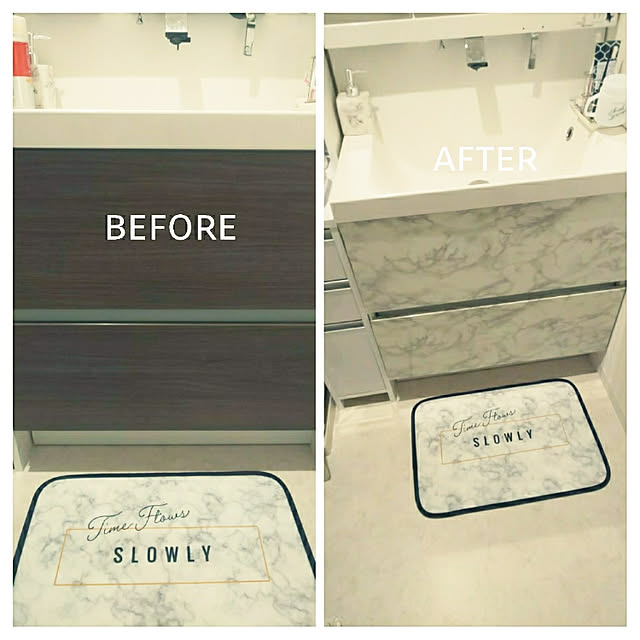 Bathroom,簡単リメイク,コメントありがとうございます♡,いいね＆フォローありがとうございます♡,大理石柄,グレーＬＯＶＥ❤,白黒グレーＬＯＶＥ❤,ダイソー♡,白黒病,モノトーン大好き♡,大理石柄リメイクシート HIROKOの部屋