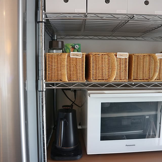 Kitchen,キッチン収納,ナチュラルインテリア,北欧ナチュラル,賃貸インテリア,シンプルインテリア,無印良品,IKEA,賃貸のキッチン,整理収納,シンプル,3COINS,狭いスペースを生かしたい,ミニマムに暮らしたい,スチールラック,モノトーンナチュラル aya_blueの部屋