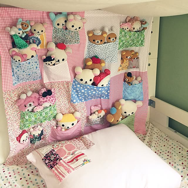Overview,ぬいぐるみ,ハンドメイド,ウォールポケット,ベット,二段ベッド,娘コーナー,神奈川県民,子供部屋 chi-chi-の部屋