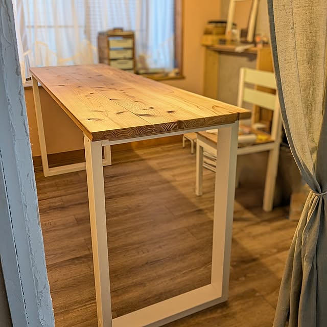 My Desk,KANADEMONO,DIY,材料費０円,カウンター＆ダイニングテーブル,インテリア,未晒し蜜ロウワックス,再リメイク Angelの部屋