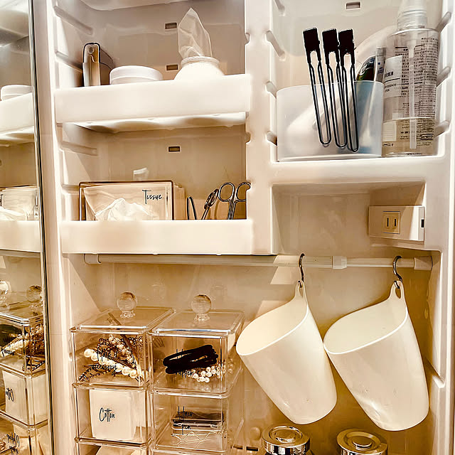 Bathroom,ラベル自作,カッティングシート DIY,レンズワイパー,鏡裏収納,洗面台,ティッシュケース,セリア,DIY女子 TCFJの部屋
