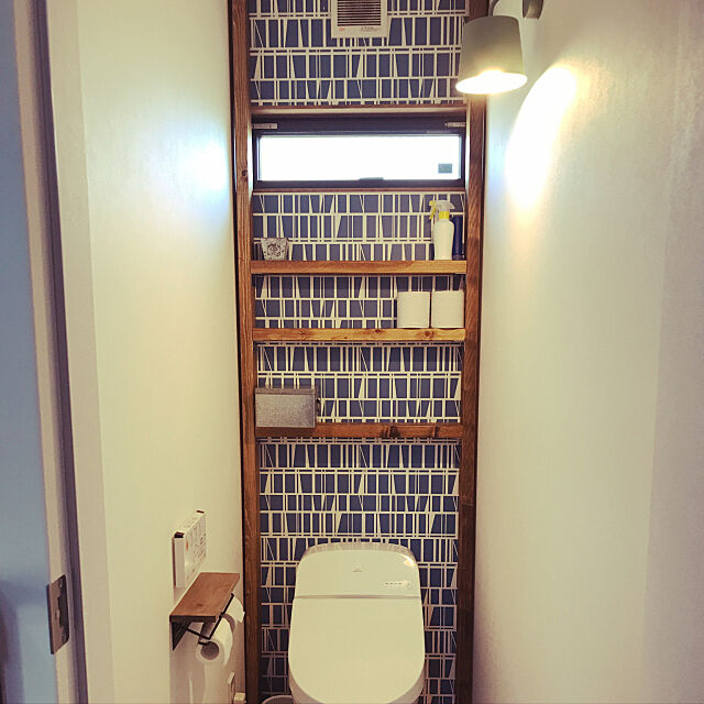 Bathroom,トイレ改造計画,トイレDIY,2×4,ピラーブラケット,ブライワックス・ラスティックパイン,無印良品 Masumiの部屋