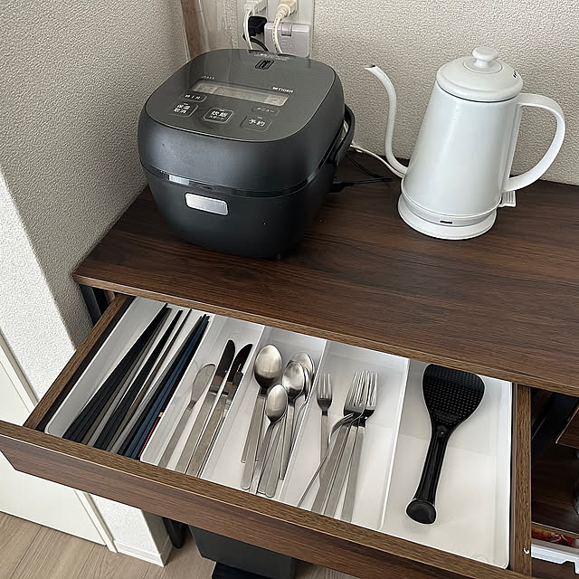 キッチン収納,シンプル,2人暮らし,賃貸インテリア,キッチン,キッチンカウンター,ニトリ Akkoの部屋