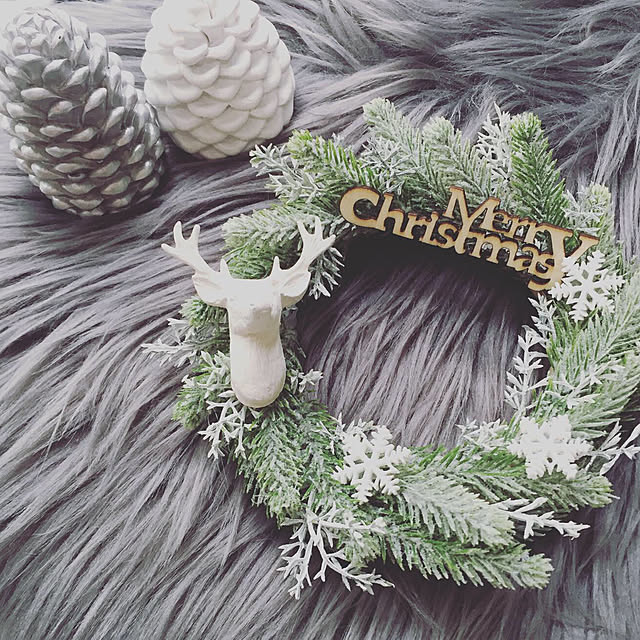 フェイクグリーン,クリスマスリース,ハンドメイド作品,雑貨,ハンドメイド,DIY,クリスマス,ホワイトインテリア,シンプルインテリア,ナチュラル,My Desk TOMoonの部屋