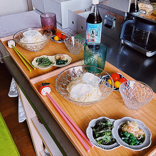 ガラスの器,昭和レトロ,お昼ごはん,素麺,夏,夏の記録,賃貸,カメラマーク消し,My Desk niko3の部屋