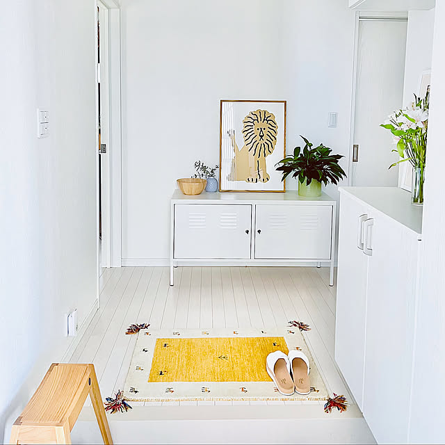 Entrance,フレーム,スリッパ,チェア,ギャべ柄玄関マット,ギャべ,観葉植物のある暮らし,観葉植物,すっきり暮らす Denchanの部屋