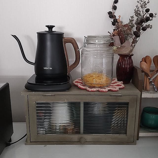 Kitchen,ケトル,電気ケトル,新調しました,かわいい♡,グリーンのある暮らし,大切にするね♡,グリーンが好き,ドライフラワーのある暮らし,楽天スーパーセール miyukitiの部屋
