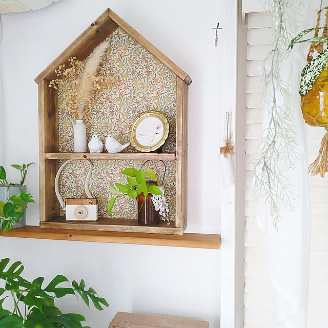 DIY,DIY初心者,DIY♡,建売り,手作り,DIY　,建売を自分好みに♡,シェルフ,シェルフDIY,おうち型シェルフ,DIY女子,My Shelf,ウィリアムモリス,セリアリメイク,セリア新商品,ウィリアムモリスデザインペーパー rumiの部屋