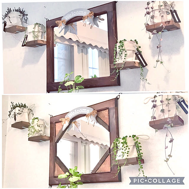 網戸DIY,トートバックリメイク,プランターカバー手作り,鏡リメイク,植物のある暮らし,名札手作り,テプラーでラベルを作成,多肉植物,鏡,ミラー,テプラ,ディスプレイ棚,下駄箱の上,棚DIY,たなDIY,名札,観葉植物,百均リメイク,百均,Entrance,玄関インテリア tararaの部屋