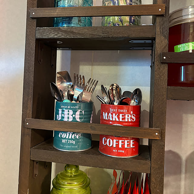 Kitchen,プチプラインテリア,どっちだっけ？,セリアかダイソー,小物入れ,カトラリー入れ,エジソンのスプーン,エジソンのフォーク,保温弁当は昨日まで,保温弁当,DIY棚 koshiregutyoの部屋