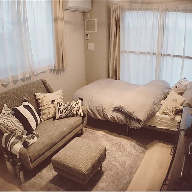 Lounge,オットマン,ワンルーム,１人暮らし,6畳ワンルーム,unico ソファ leopepeの部屋