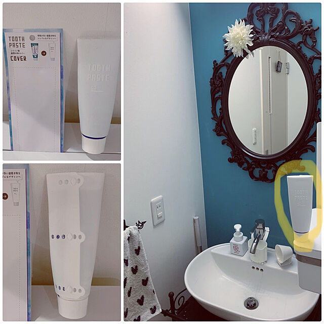 セリア　歯磨き粉カバー,洗面ボール,洗面台の鏡,IKEAの鏡,IKEA洗面台 kittyの部屋