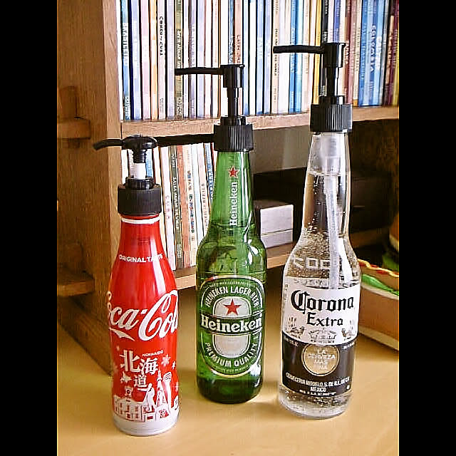百均,コカ・コーラ,ハイネケン,コロナビール,リメイク,ソープディスペンサー,10分でできる,再利用出来るモノは使う,Entrance,coca-cola AllMeの部屋