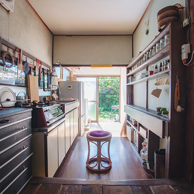 Kitchen,台所収納,籐椅子,椅子リメイク,日本家屋,古民家リノベーション,和風,古民家,レトロ,和モダン,昭和レトロ,古民家暮らし,ナチュラル,懐かしい風景,アンティーク,キッチン収納 nao_nodaの部屋