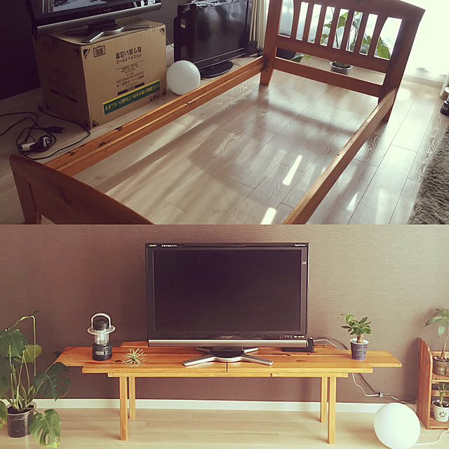 テレビボード,ハンドメイド,DIY,観葉植物,テレビ台DIY,My Shelf 8787hanaの部屋