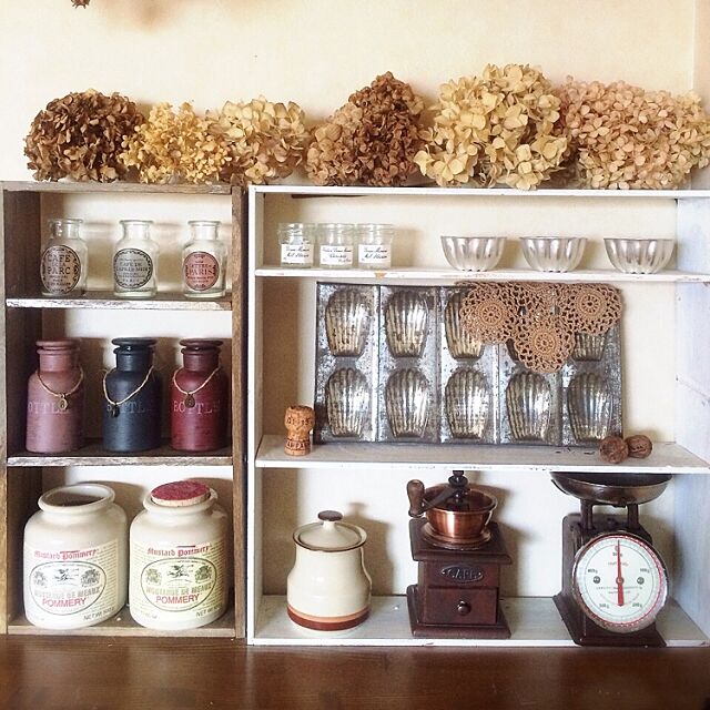 My Shelf,空き瓶,コーヒーは飲めない,ニトリ,ゼリーカップ,マドレーヌ型 アンティーク hinano1017の部屋