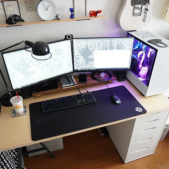 My Desk,インダストリアルインテリア,6畳,ひとり暮らし,ホームオフィス,シナ合板,デスクトップPC,テレワーク,DIY,IKEA ling_otsukaの部屋