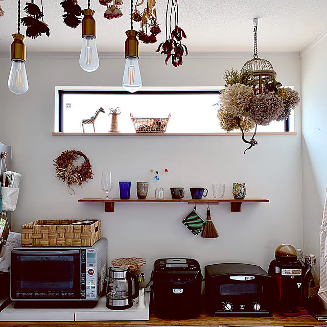 Kitchen,スタンドバー,便利アイテム,DIY,植物のある暮らし,ボタニカルインテリア,花のある暮らし,ドライフラワー,鳥籠,ディスプレイ棚 HAKOの部屋