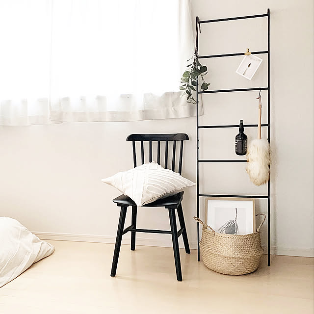 カゴ収納,バスケット,IKEA,ユーカリ,ラダー,ナチュラルインテリア,モノトーンインテリア,海外インテリアに憧れる,シンプルに暮らしたい,建売住宅,いつも皆さんありがとうございます♡,コメントお気遣いなくです❤︎,ニトリ,グリーンのある暮らし,Bedroom mimiの部屋