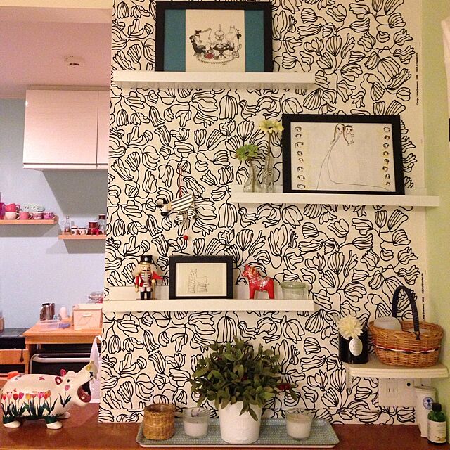On Walls,IKEA,ファブリックを壁紙みたいに♡,北欧好き,雑貨 mignonの部屋
