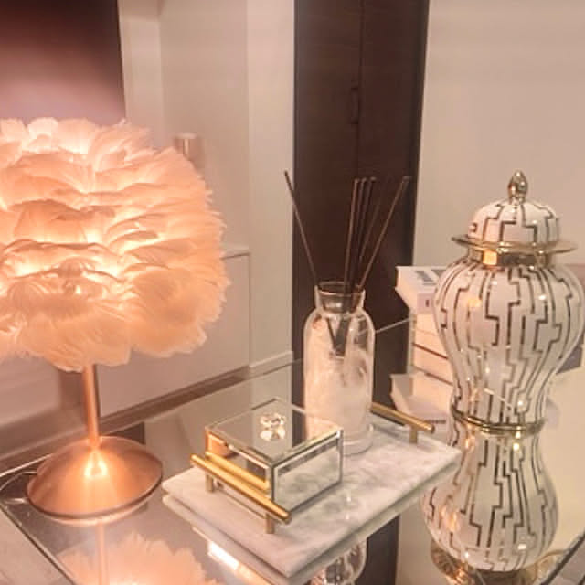 My Desk,ライト,ランプ,間接照明,Francfranc,ミラーテーブル,照明,ラグジュアリーモダン,Glam Style ririの部屋