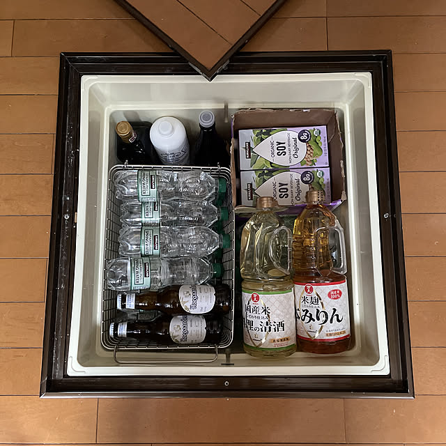 備蓄品,見えない収納,飲み物収納,無印良品ステンレスワイヤーバスケット,ストック収納,調味料収納,キッチン収納,床下収納,ずぼら主婦,無印良品,Kitchen,無印ステンレスバスケット,ワイヤーバスケット nonnon888の部屋