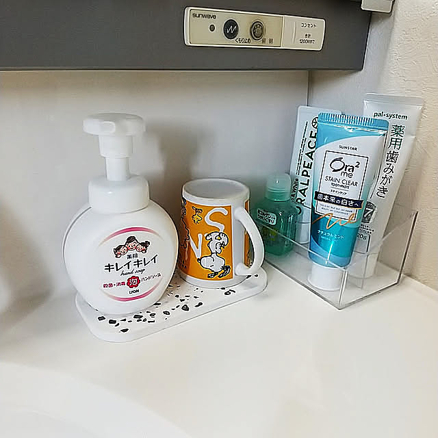 Bathroom,心地よい暮らし,3COINS,珪藻土トレー,キレイキレイ泡ハンドソープ,セリア,スヌーピー,プチストレス解消 iku-yoneの部屋
