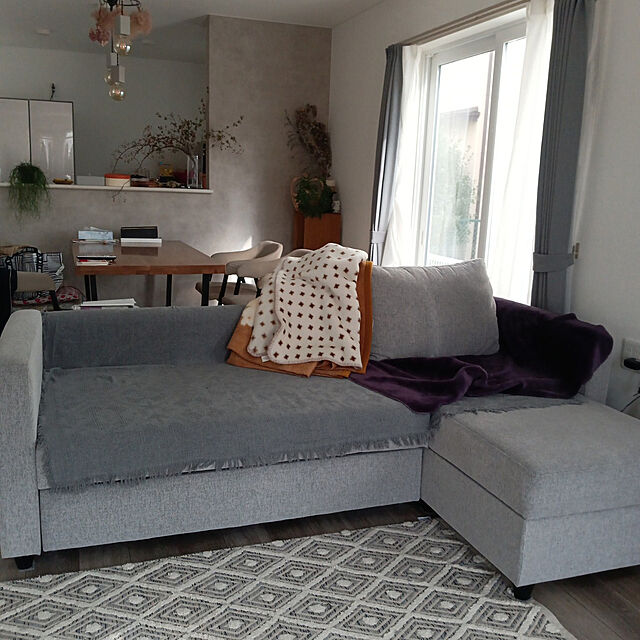 Lounge,ソファ,ホワイト,アクセントクロスグレー,グレーインテリア,ニトリのソファー nyaの部屋