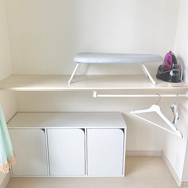楽家事,ハンガーラックDIY,ダイソー,100均,リメイク,タオルハンガー,作業台,アイロン台,ドライルーム,洗濯物,ホワイトインテリア,名もなき家事,My Shelf mariiiiの部屋