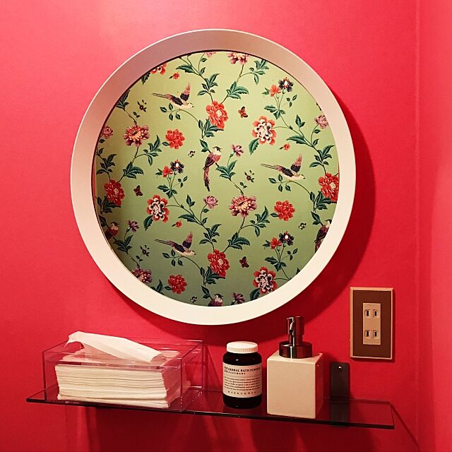 Bathroom,花柄,ポップ,ローラアシュレイ,壁紙屋本舗,IKEA,DIY iitanuの部屋