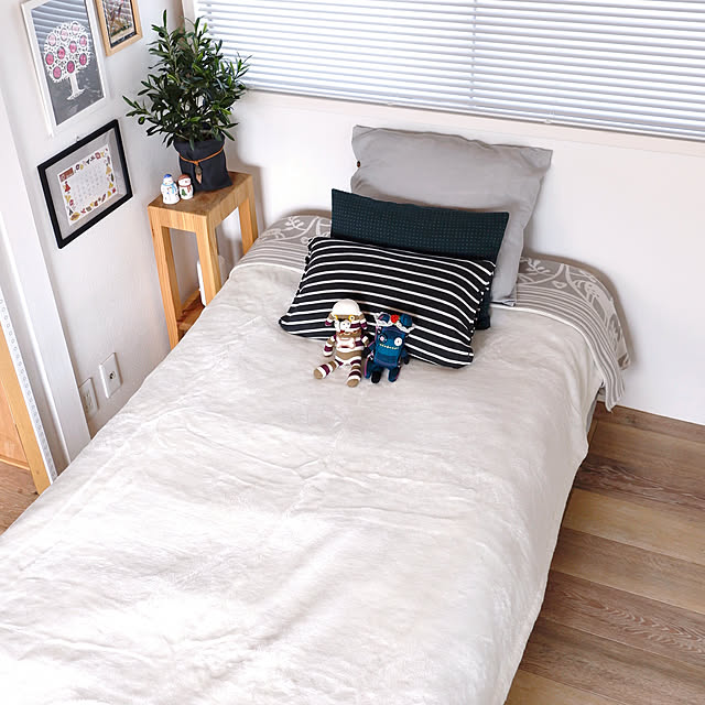 Bedroom,無印良品,IKEA,H&M HOME,ぬいぐるみ,フェイクグリーン,ブランケット,北欧,55pup SetSunの部屋