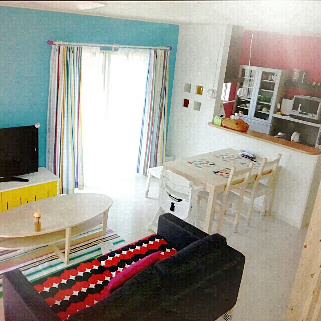 Overview,ハート,IKEA,カラフルな部屋,引っ越し当初,ソファーカバー Yukanenkoの部屋
