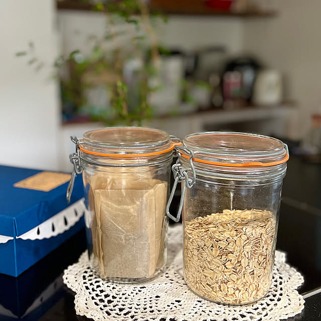 Kitchen,ガラスジャー,ル・パルフェ,保存容器,吊り棚DIY sachieyの部屋