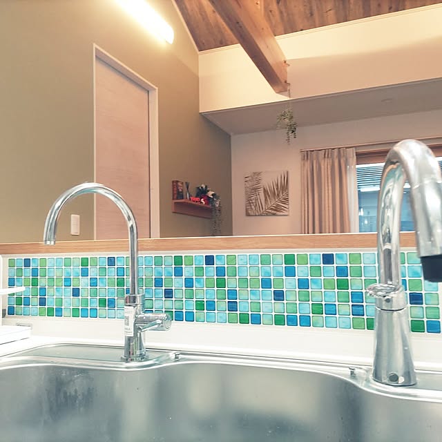 新築,一戸建て,県民共済住宅,注文住宅,二世帯住宅,いいね&フォローありがとうございます☆,タイルインテリア,見ていただいてありがとうございます♡,クリナップ　ステディア,ダイソー　3Dタイルステッカー,Kitchen chokocreamの部屋